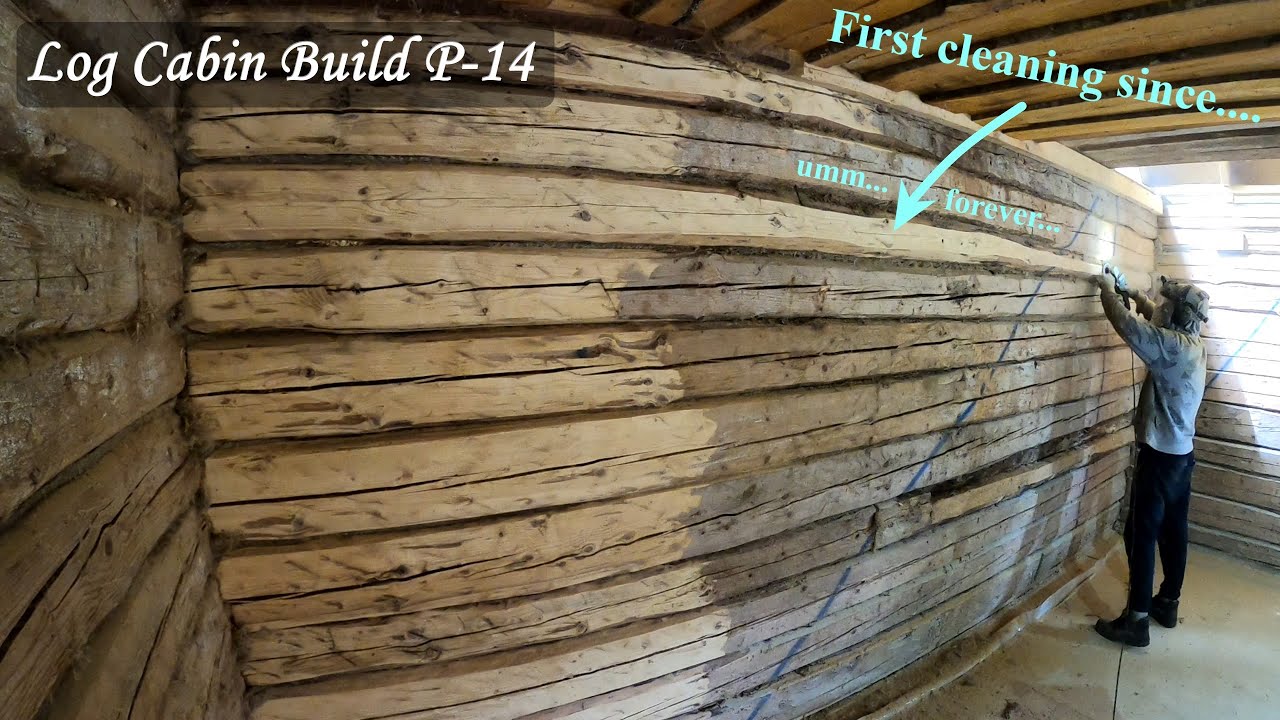 The old logs are finally cleaned - Log Cabin rebuild