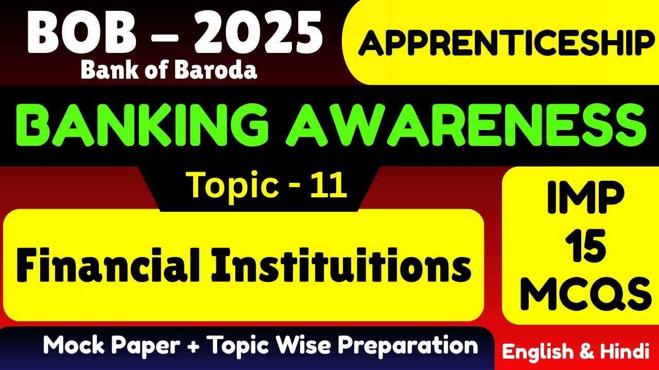 Financial Instituitions MCQS | BOB Apprenticeship 2025 | BOB Banking and Financial Awareness MCQs