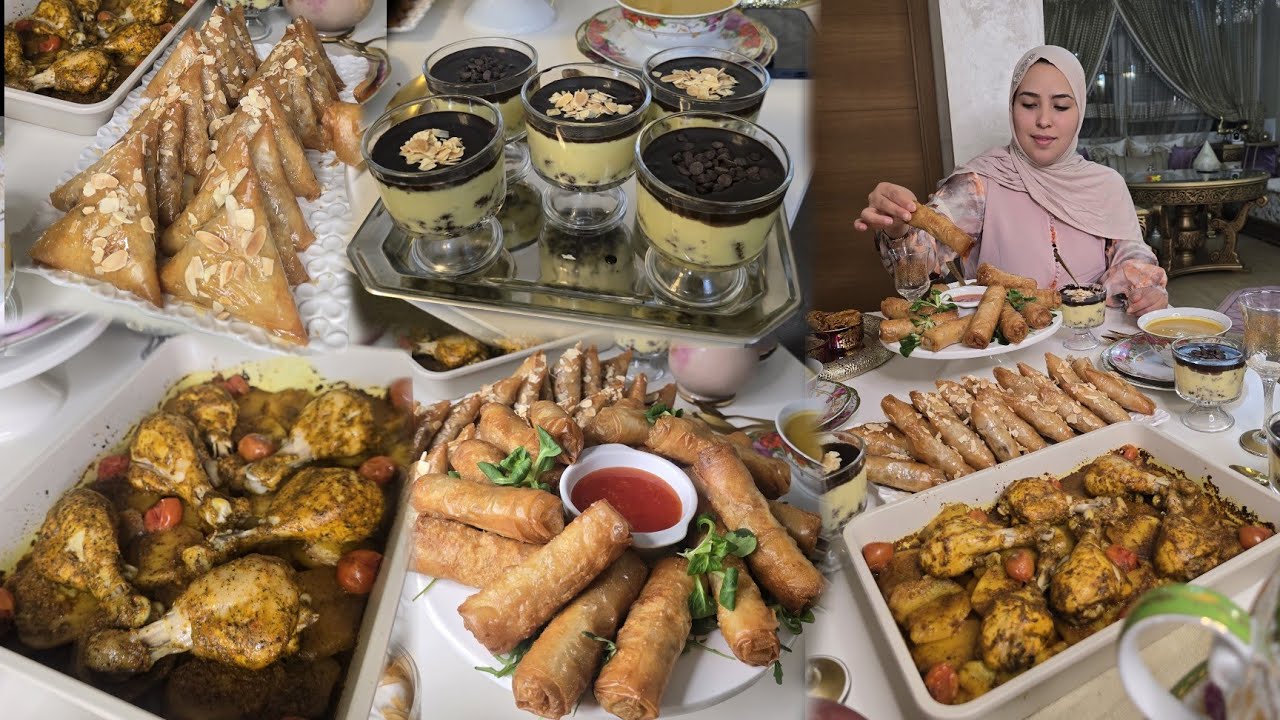 وجدي لعائلتك مائدة فطور اقتصادية 😍 تحلية كريمية سيگار بدون لحوم  بريوات  معلكين دجاج متبل بالفرن👌