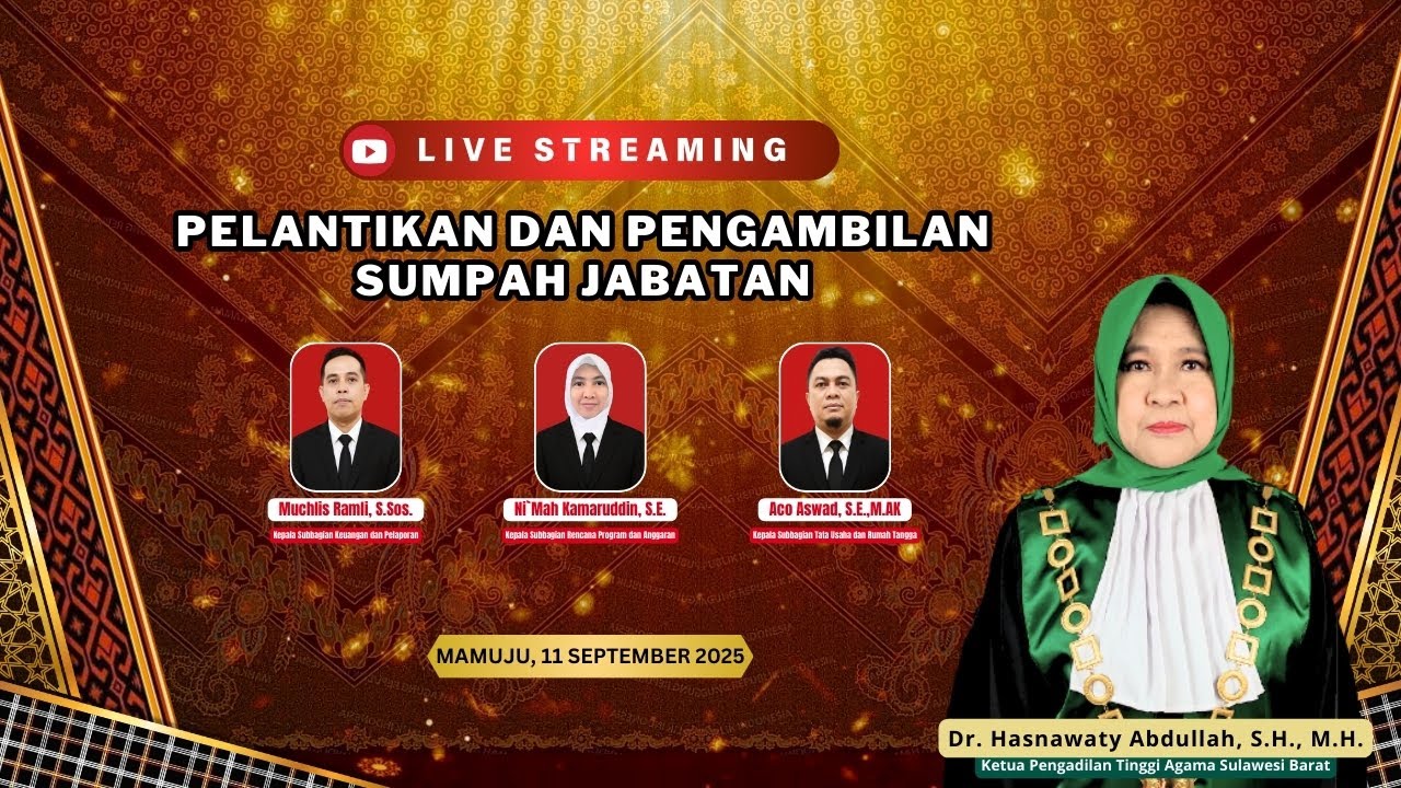 LIVE : PELANTIKAN DAN PENGAMBILAN SUMPAH JABATAN