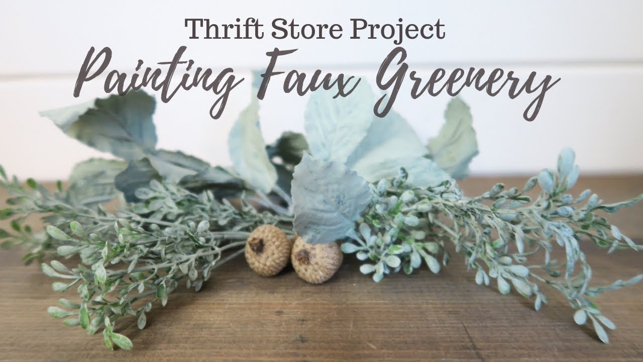 Painting Faux Greenery | Thrift Store Project