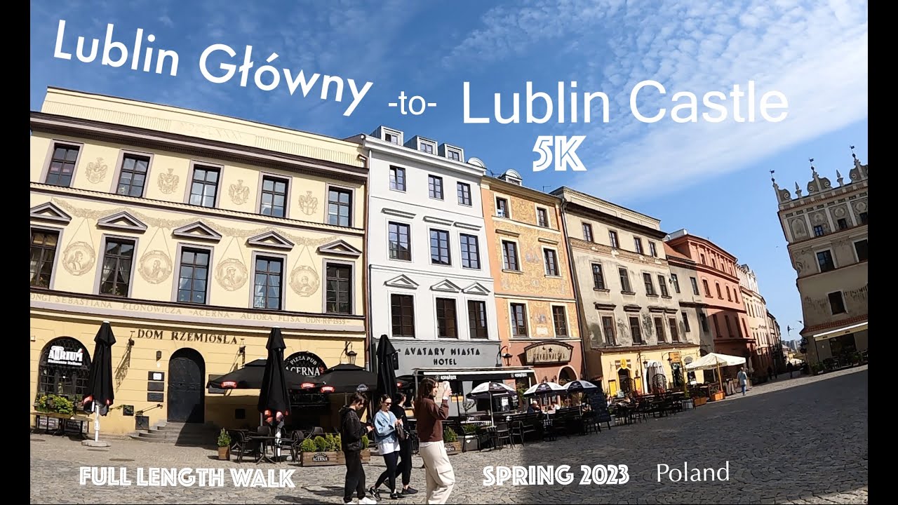 Lublin Główny 🇵🇱 to Lublin Castle 5k Walk *full length*, Lublin Poland  Spring 2023