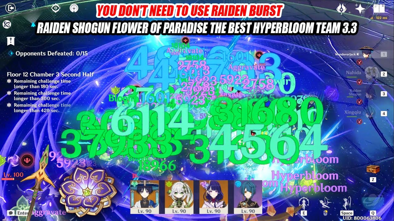 Raiden Shogun Flower of Paradise ft Wanderer Nahida Xingqiu - The Best HyperBloom Team 3.3