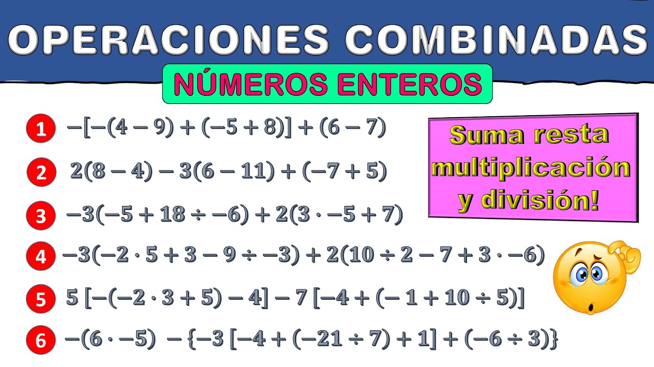 OPERACIONES COMBINADAS CON NUMEROS ENTEROS Suma Resta Multiplicación y División con paréntesis