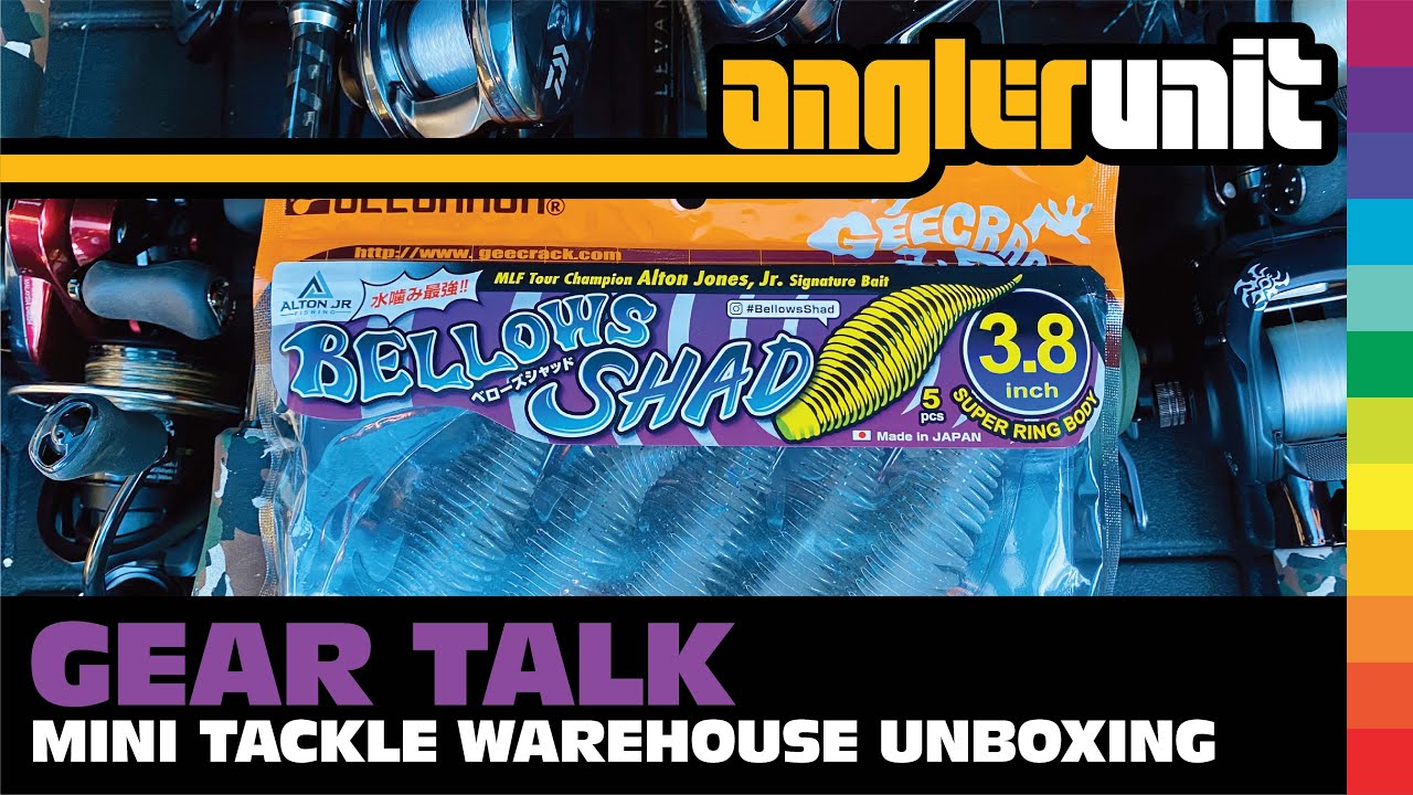 GEAR TALK - Mini Tackle Warehouse unboxing of Geecrack Bellows Shad & other stuff.
