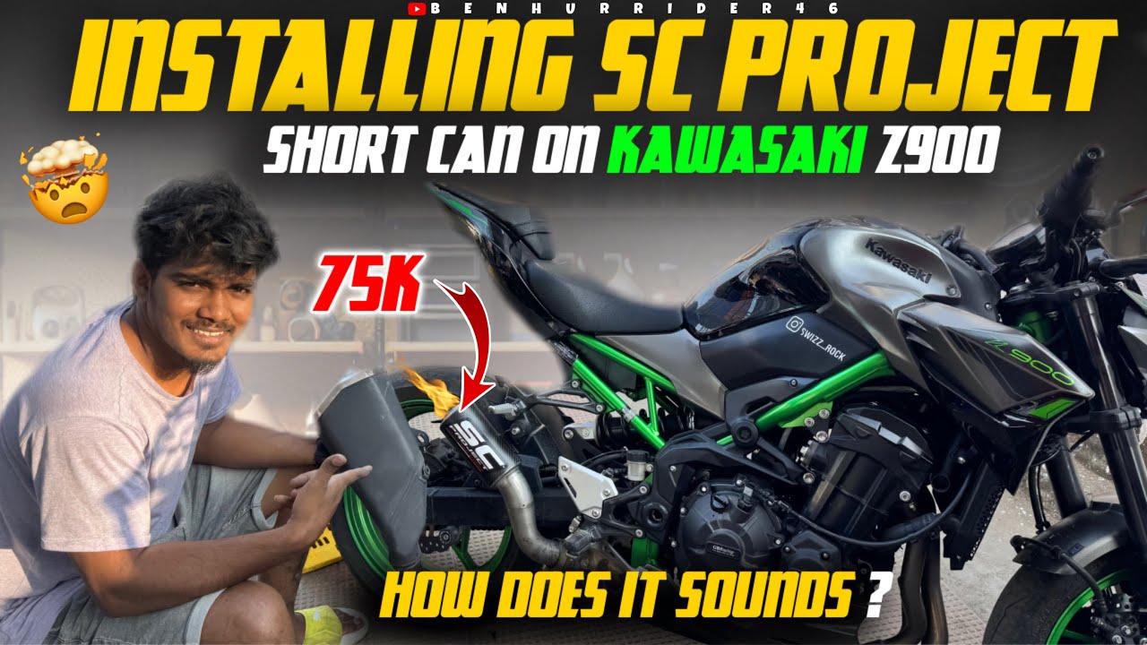 Installing Sc Project Short can on Z900 | Benhur rider46 | How does it sounds 💥😮