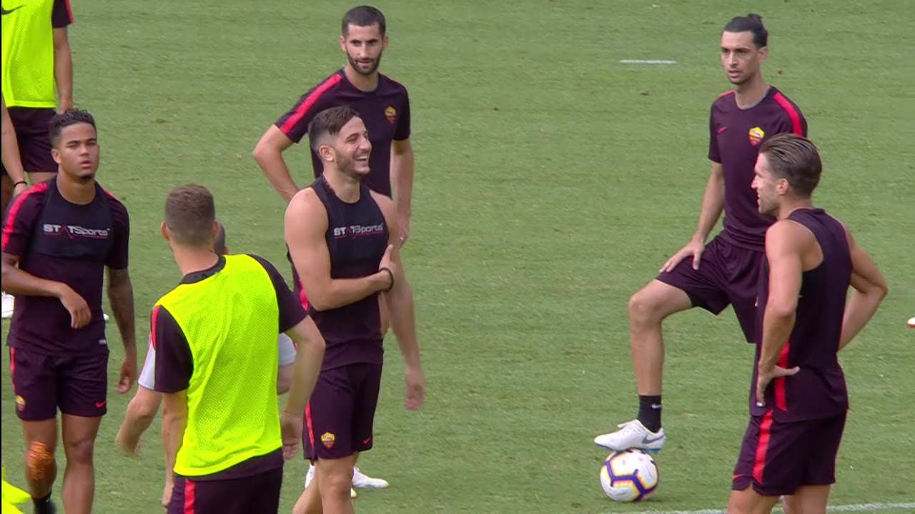 Allenamento Roma, seduta tattiche e partitelle. In gol Pastore, Coric, Perotti (doppietta) e Defrel