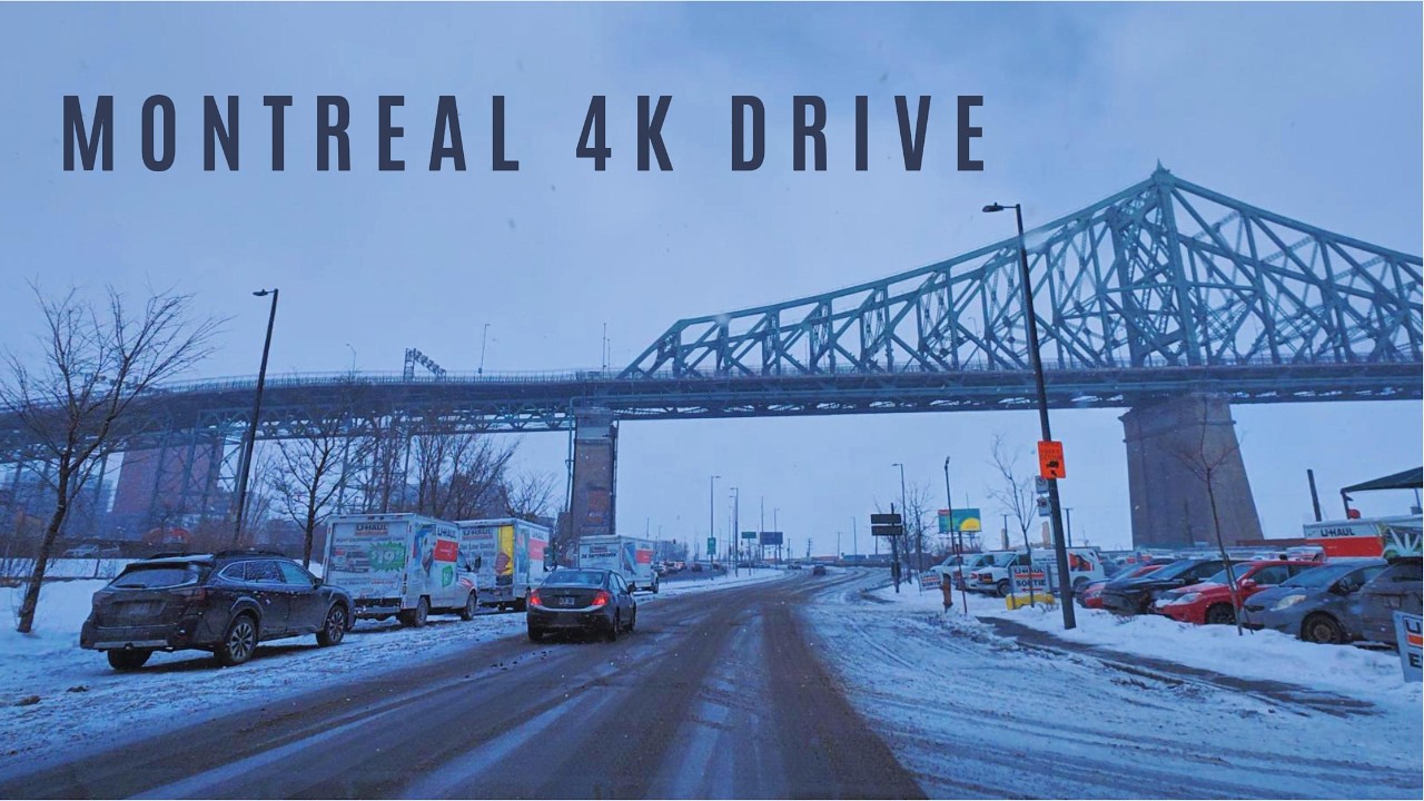 Montreal 4K Winter Drive 🇨🇦 | Snowy Day via Jacques Cartier Bridge, Olympic Stadium & Plateau