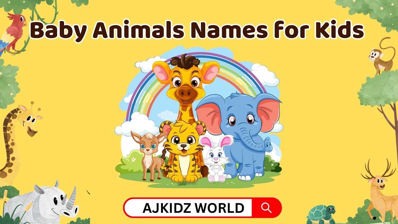 Baby Animals Names for Kids 🐶🐱 | Preschool Learning | AJKIDZ WORLD