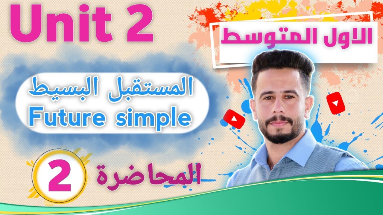 انكليزي اول متوسط اليونت 2 /الدرس 2 / شرح زمن المستقبل البسيط Future simple  ، اسهل شرح ممكن تشاهدة