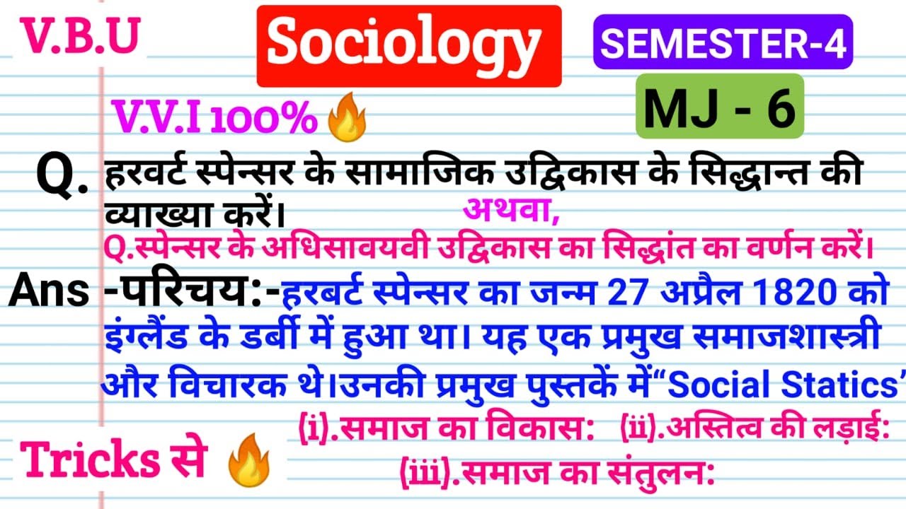 हरबर्ट स्पेंसर का सामाजिक उद्विकास का सिद्धांत | herbert spencer ka samajik udvikas ka siddhant