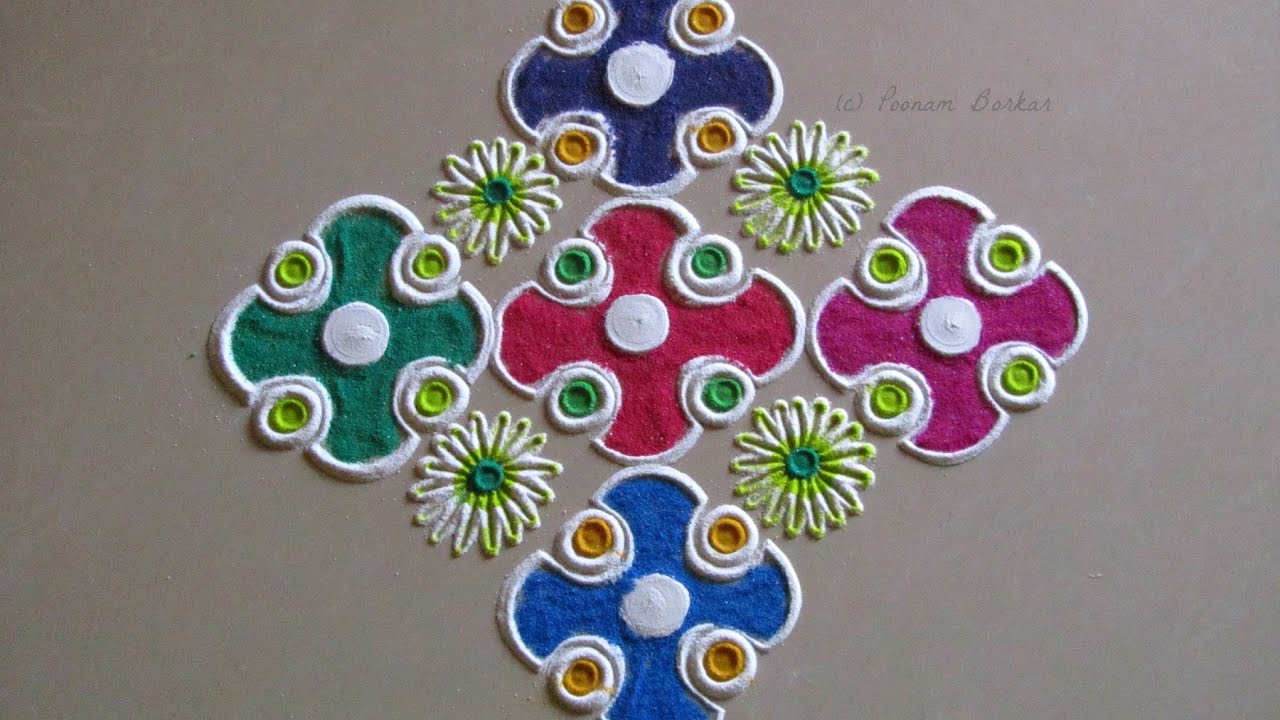 Small, easy and quick rangoli design | Easy Rangoli designs with colors by Poonam Borkar