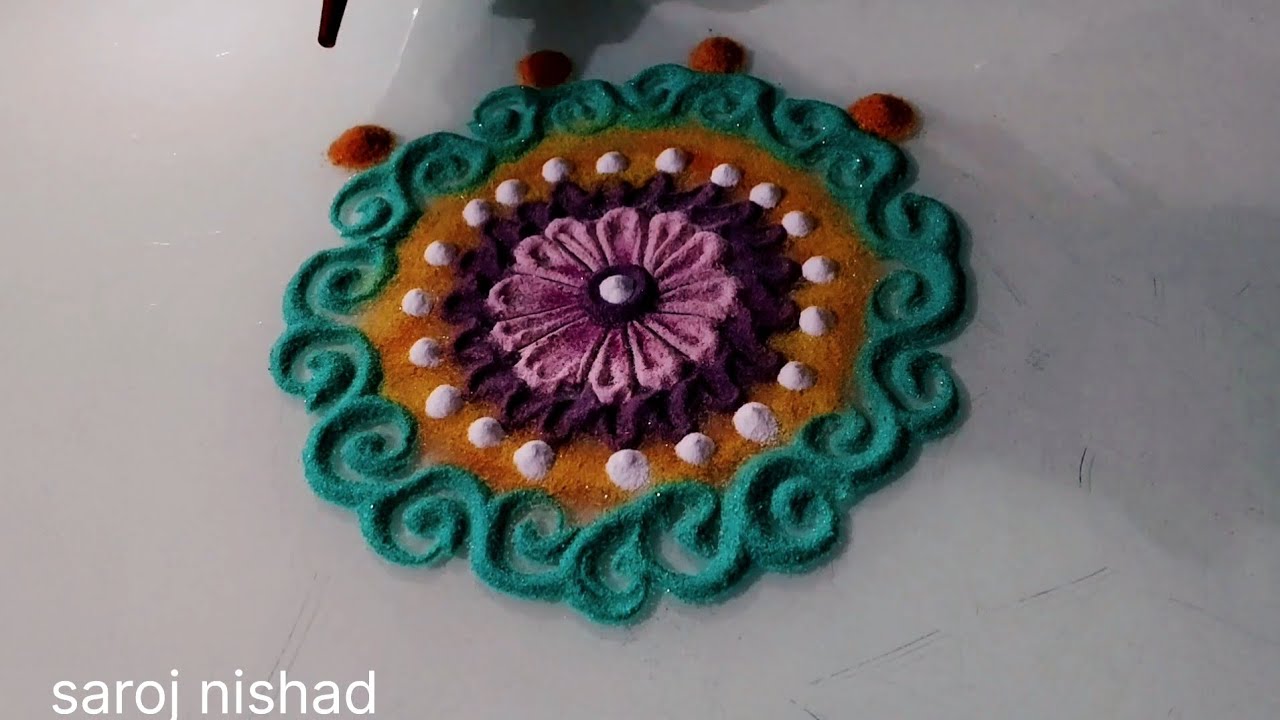 @sarojnishad810 Attractive 4 festival rangoli design. ❤️ Easy festival rangoli. ❤️ Colours rangoli. 