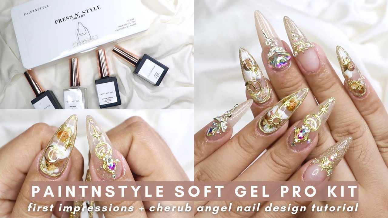PAINTNSTYLE SOFT GEL PRO KIT FIRST IMPRESSIONS | Cherub Angel Nail Design Inspired by Jounail