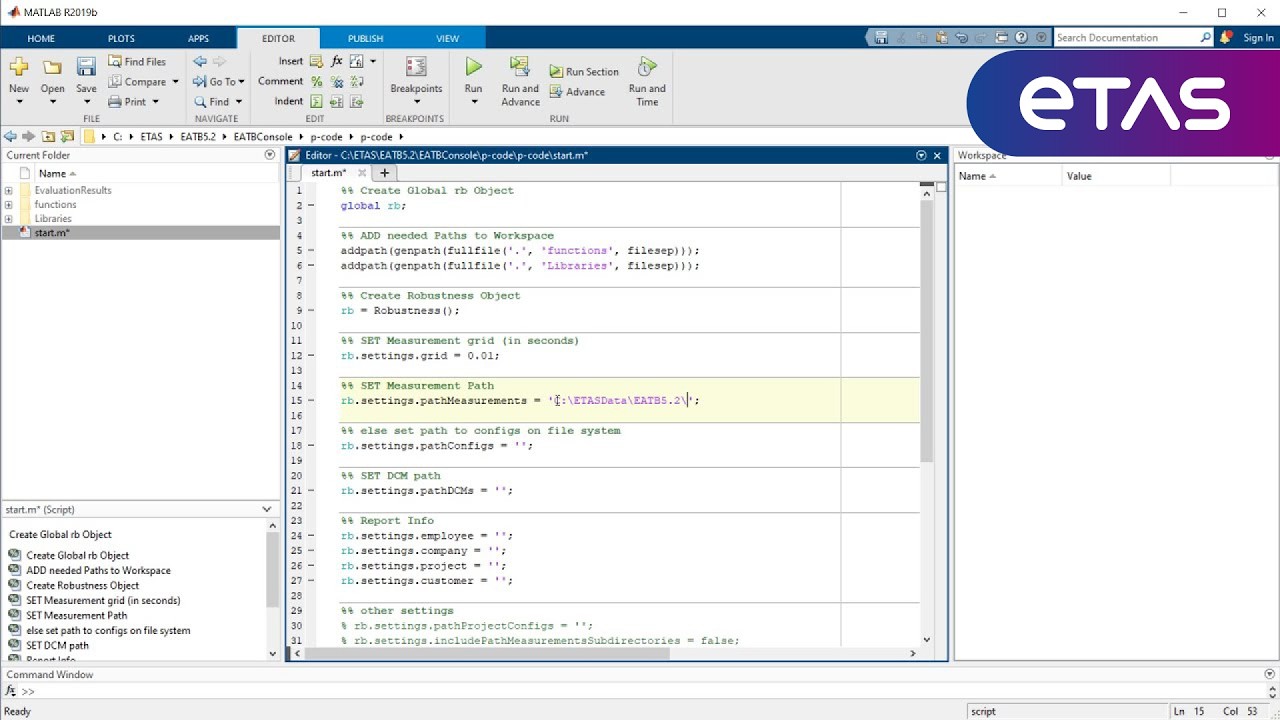 ETAS Analytics Toolbox - Using EATB via MATLAB