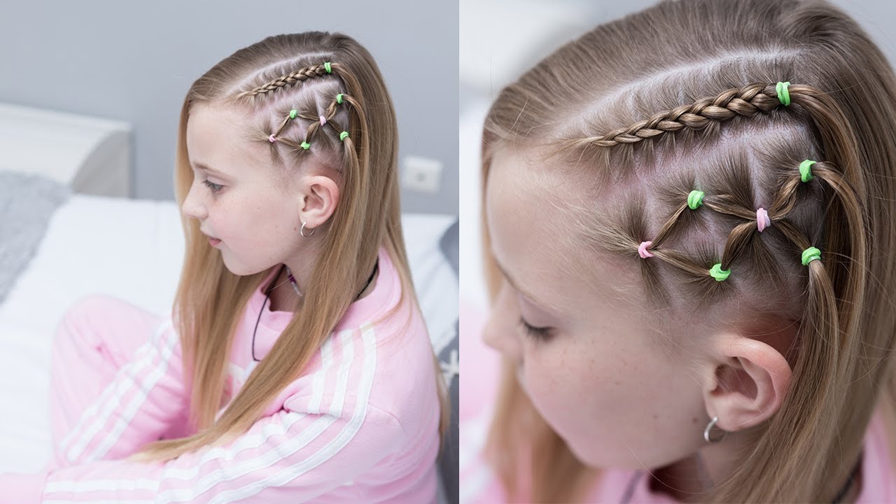 PEINADO FACIL PARA NIÑAS CON LIGAS Y TRENZAS - PEINADOS CON CABELLO SUELTO - PEINADOS RAPIDOS