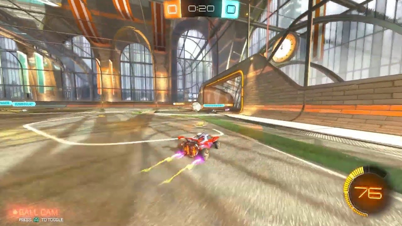 Rocket League 3v3 match Ranked. I spared the right back boost if he needed