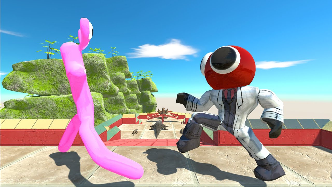 Rainbow Friend Pink VS Rainbow Friend Red Death Climb - Animal Revolt Battle Simulator
