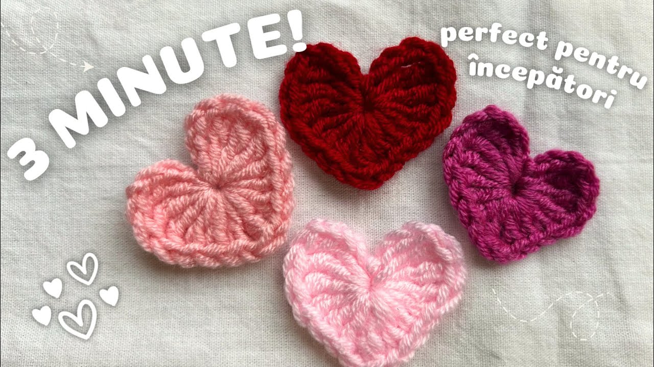 Cum să croșetezi cea mai simplă inimioară ♡ Tutorial Pas cu Pas pentru începători