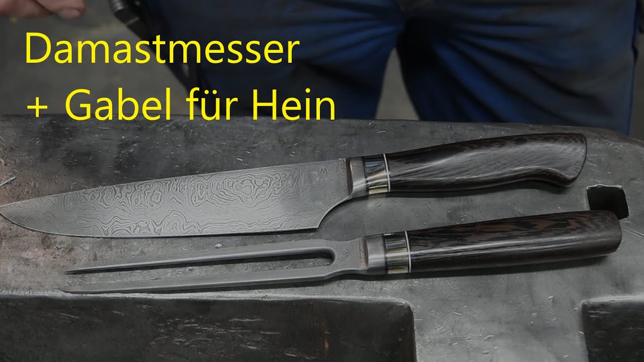 Herstellung eines DAMASTMESSERS und einer GABEL für Hein!!! MAKING  DAMASCUS KNIFE AND FORK!!!