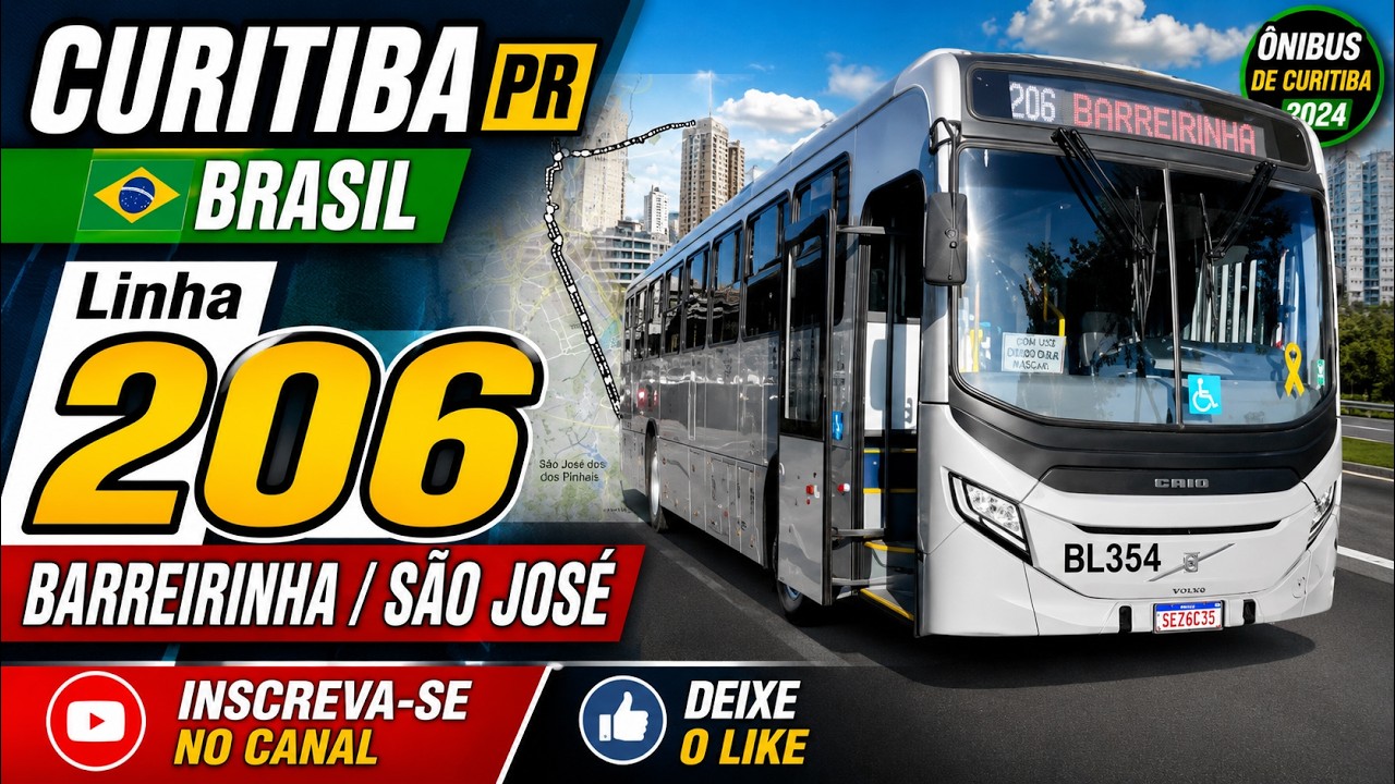 Curitiba PR Brasil Linha 206 BARREIRINHA / S&Atilde;O JOS&Eacute; Terminal Barreirinha &rarr; Terminal Central S&atilde;o Jos&eacute;