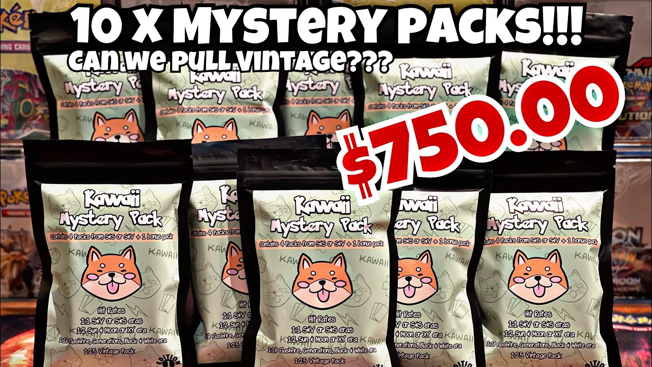 $750 Kawaii Mystery Pack Opening! Part 1, Can we pull Vintage??? #pokemon #collection #reaction #tcg