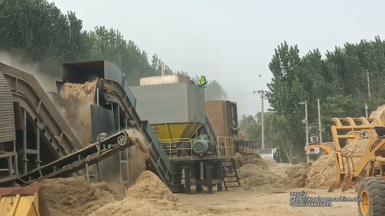 Kowloon Machinery Corn Stover Shredder Paddy Straw Crusher Double Shaft Biomass Shredder for Bales