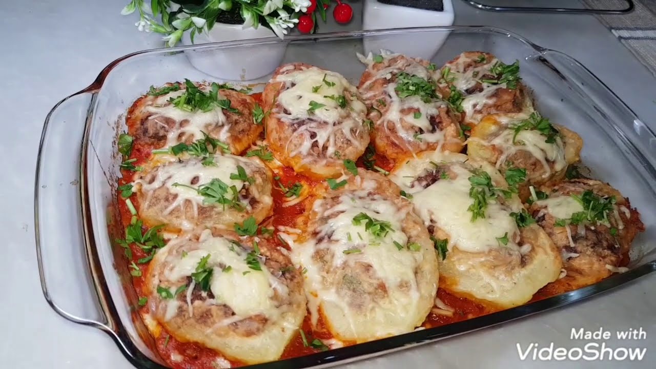 قوارب البطاطا باللحم المفروم في الفرن بطريقة مميزة و البنة خطيرا/pommes de terre farcies