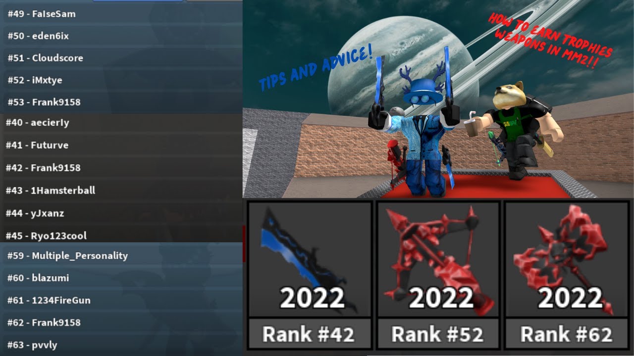 How To Get A Trophy Weapon In Murder Mystery 2!!!!