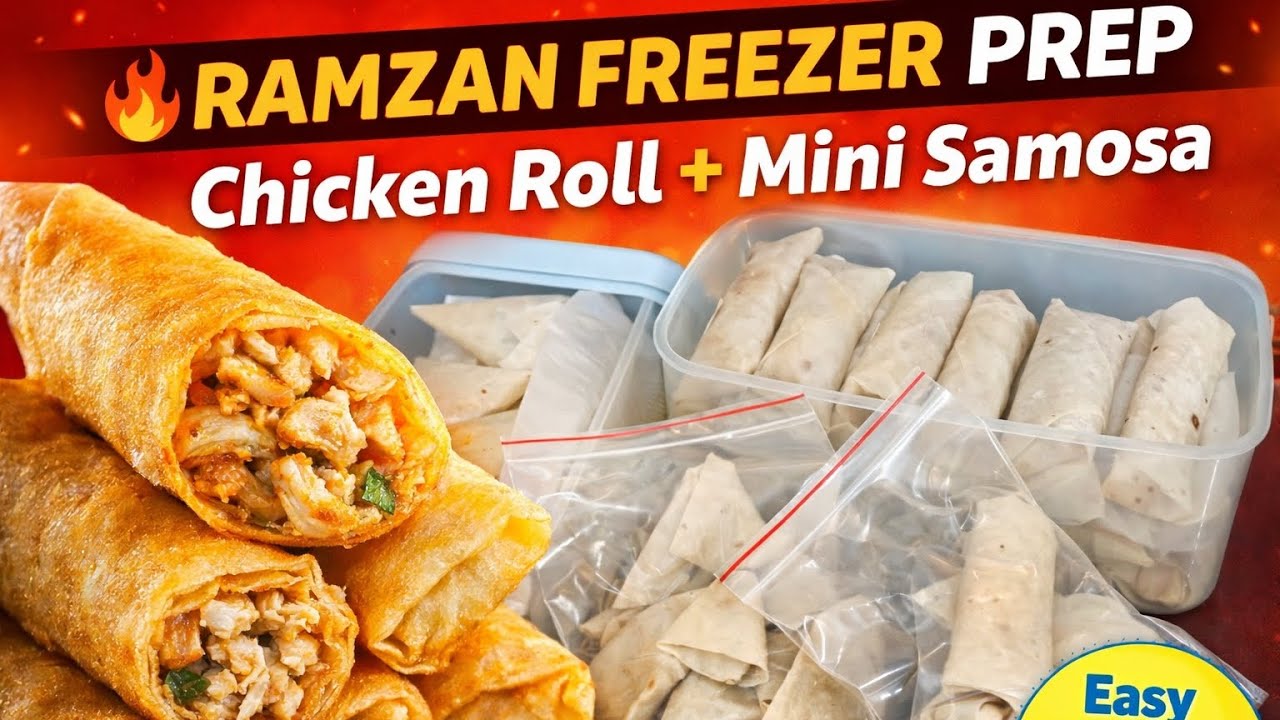 Crispy Chicken Spring Rolls & Mini Aloo Samosa Recipe | make and freeze ramzan special 