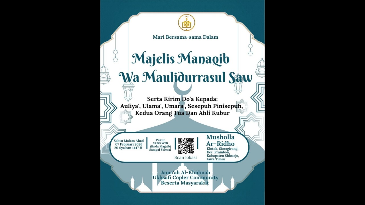 Majelis Manaqib Sabtu Kedua Bulan Sya'ban 1447 H Al Khidmah Prambon Sidoarjo 