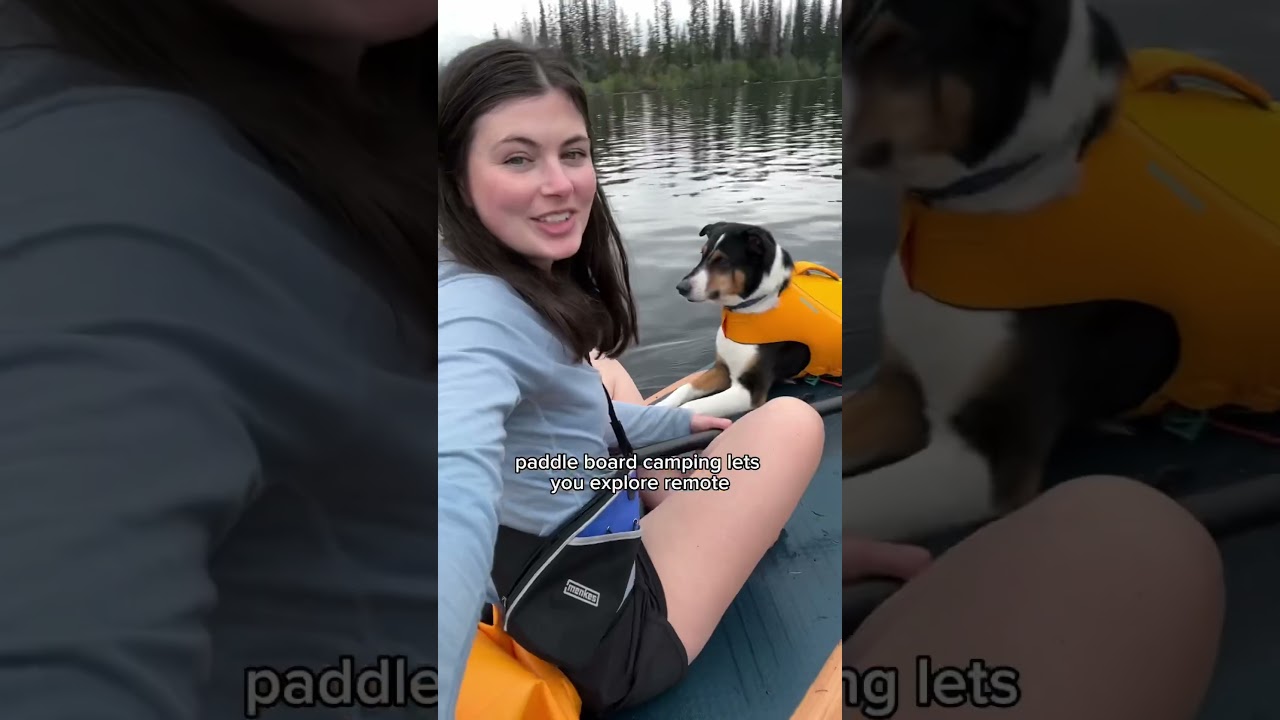 Paddle board camping on a remote island with my dog using a Mec Slogg 70L dry bag