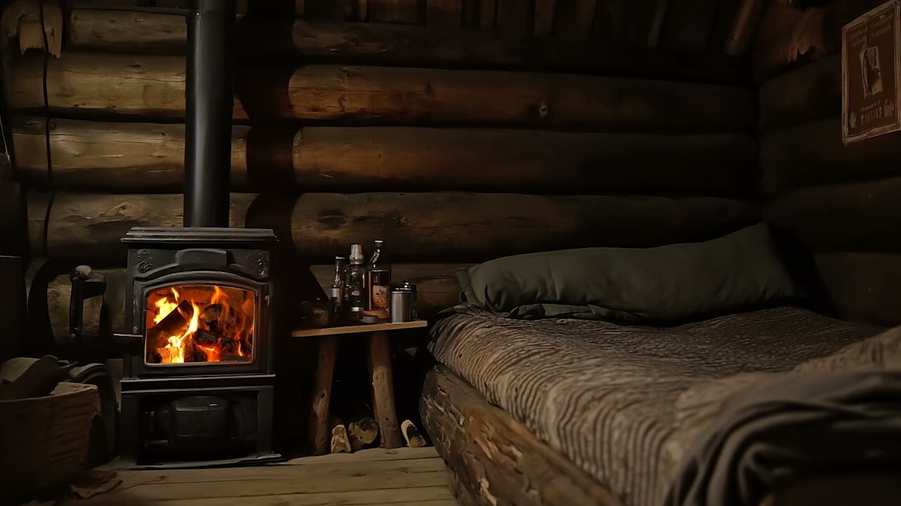 Soothing Fire and Blizzard Sounds | Quiet Winter Cabin for Deep Sleep