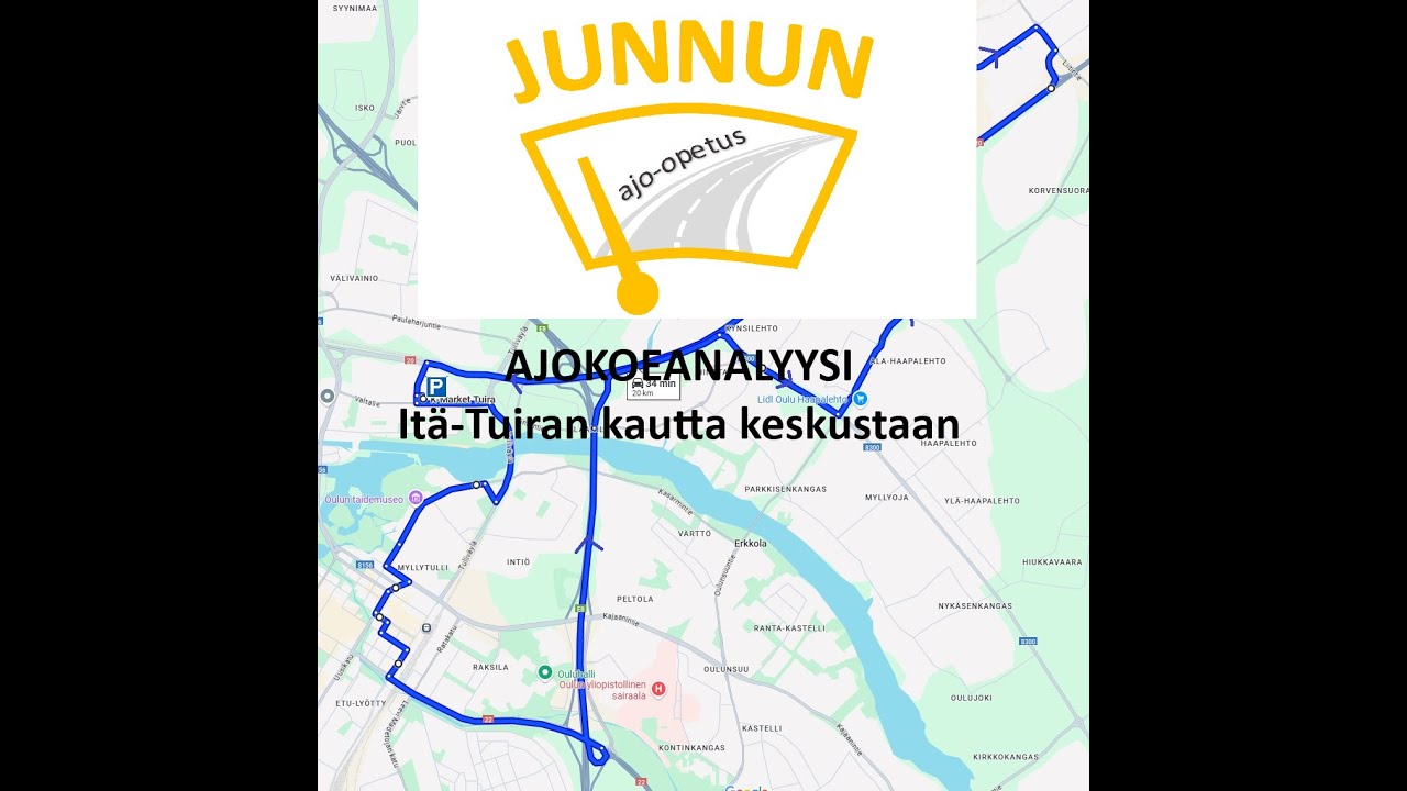 Junnun ajo-opetus ajokoeanalyysi - It&auml;-Tuiran kautta keskustaan (kommenttiraita)