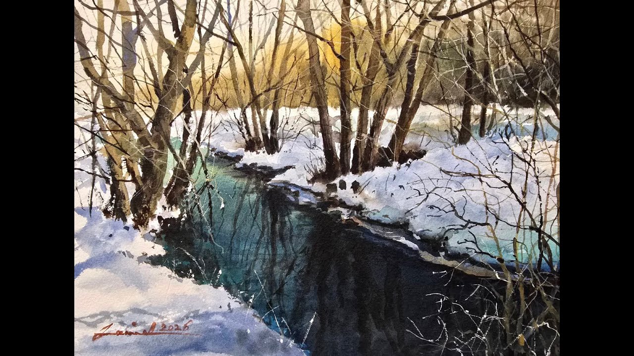 Painting Snow & Reflections in Watercolor
