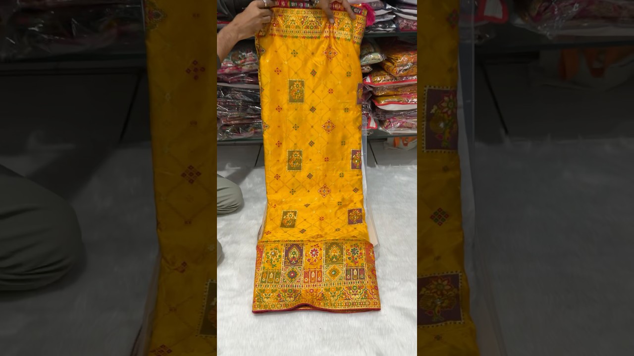 A very beautiful pure satin silk mustard colour Sarees 