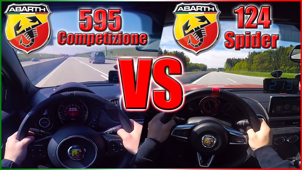 RACE! Abarth 595 Competizione (VS) Abarth 124 Spider (0-230km/h) POV-Acceleration, Top speed TEST✔