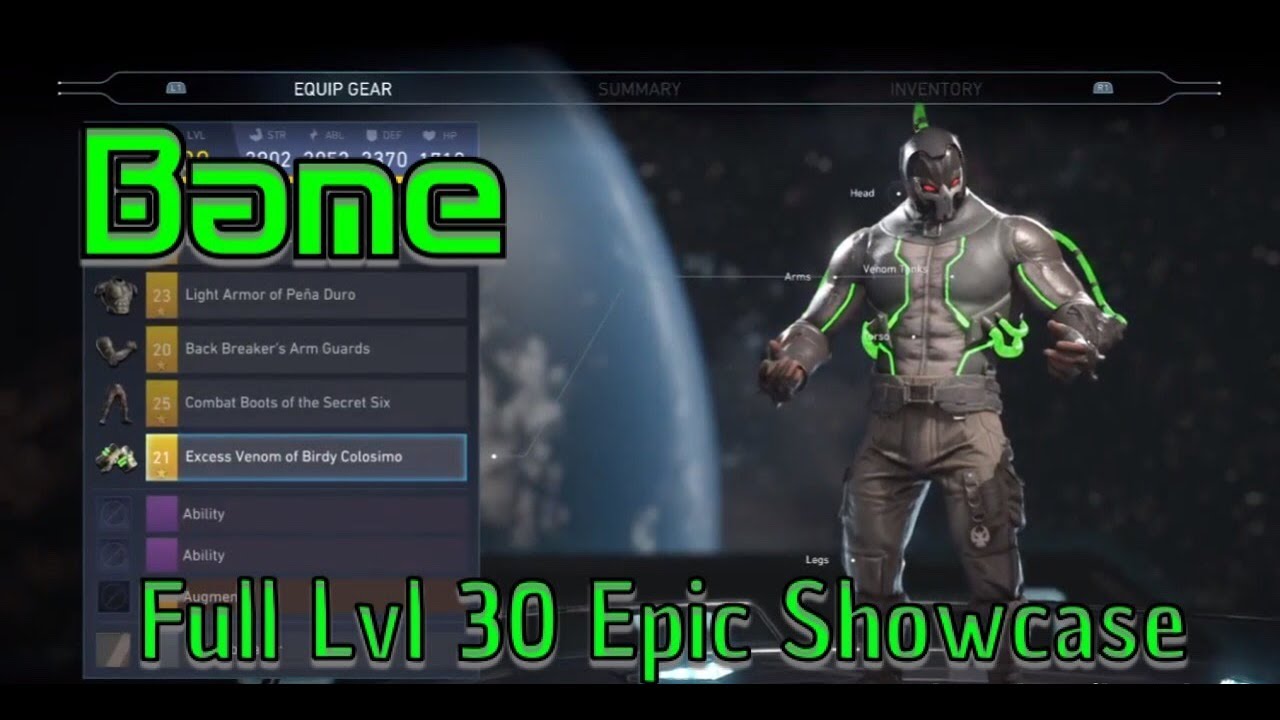 Injustice 2 Level 30 Bane NEW Epic Gear, Shader, & Abilities Showcase