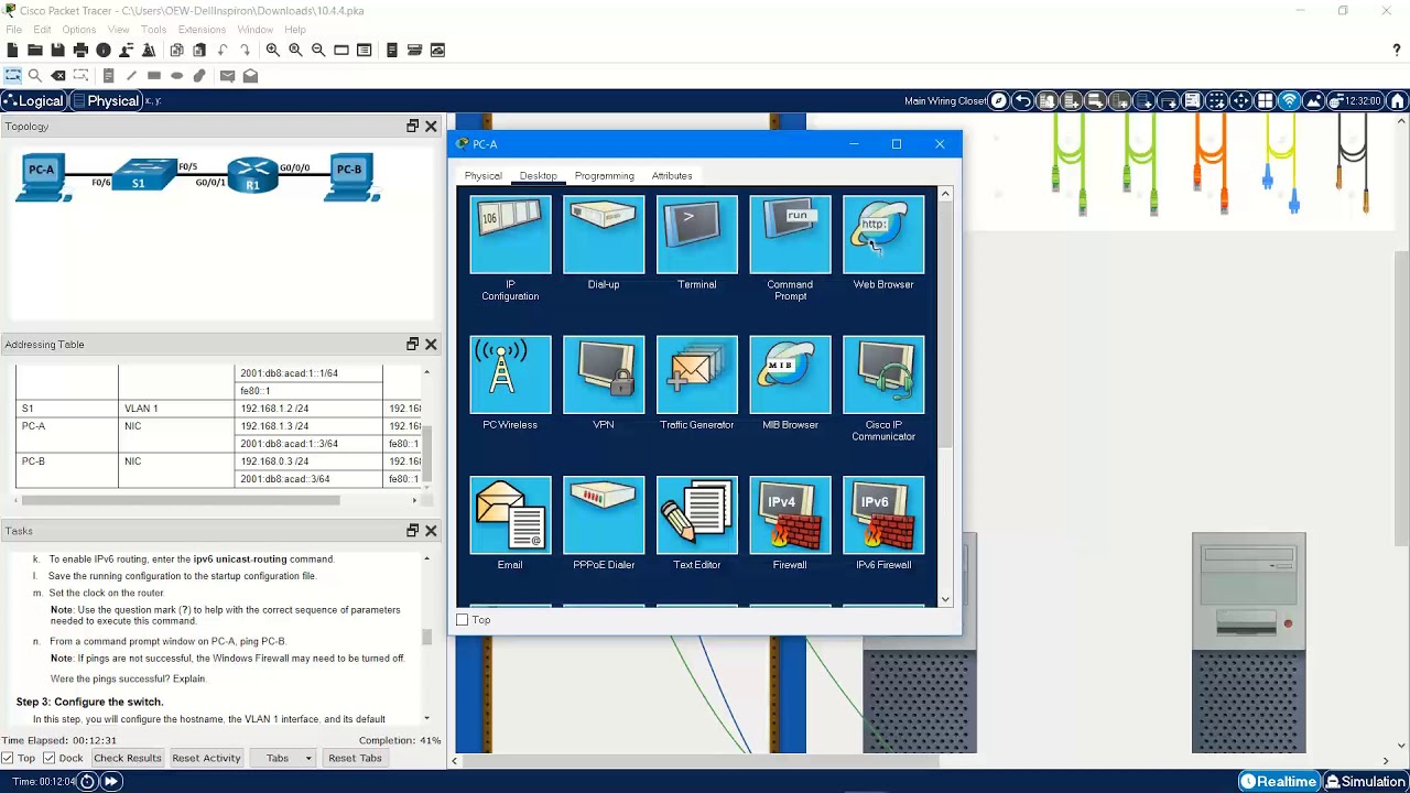 Packet Tracer - Build a Switch and Router Network - Physical Mode