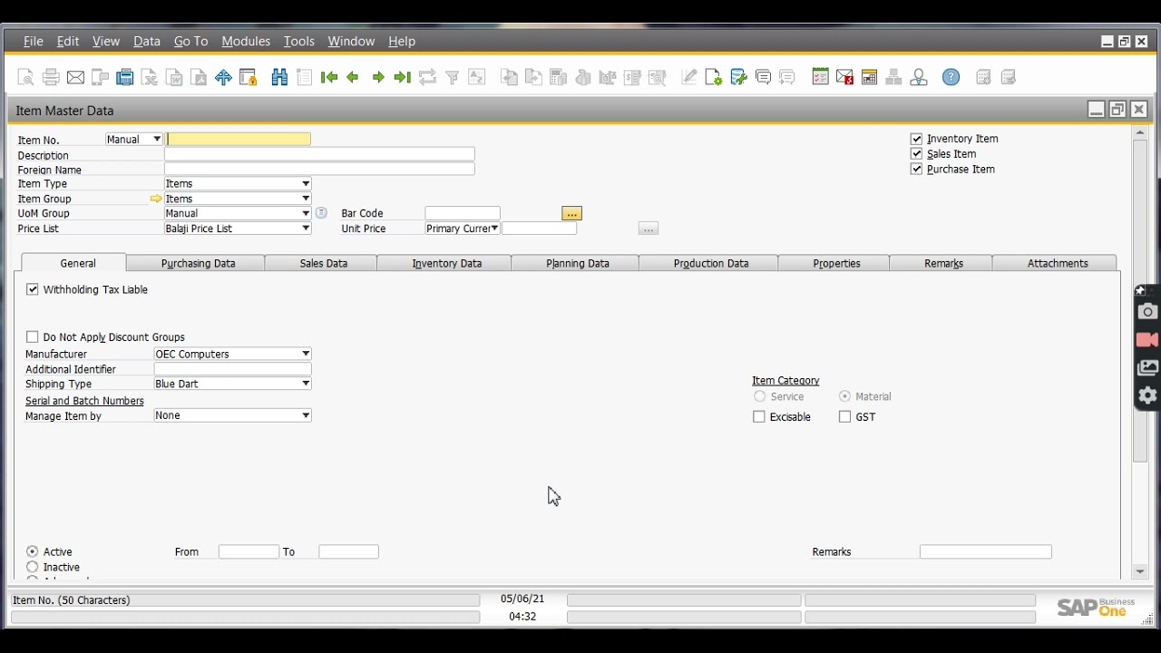 Sap business one tutorial for beginners How to Create Purchase Order for sap b1 in tamil