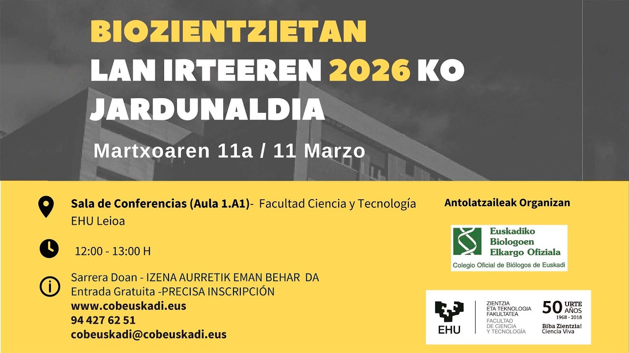 Jornada 2026 salidas profesionales en biociencias