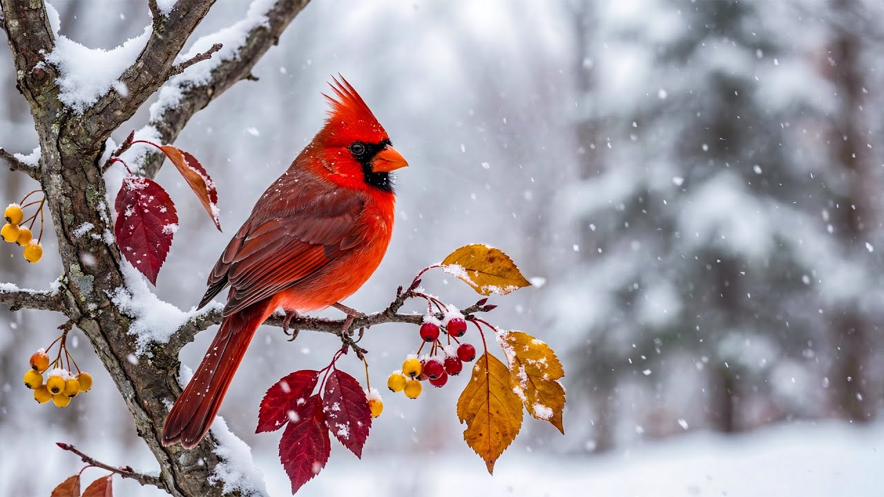Calming Winter Bird Sounds with Piano Music - Deep Relaxation, Restful Sleep, and Inner Peace