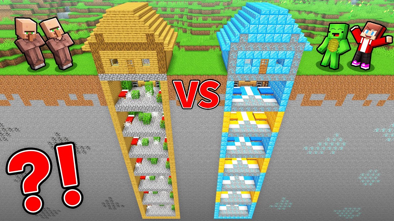 Villagers POOR vs JJ & Mikey RICH Skyscraper Under The House in Minecraft (Maizen)