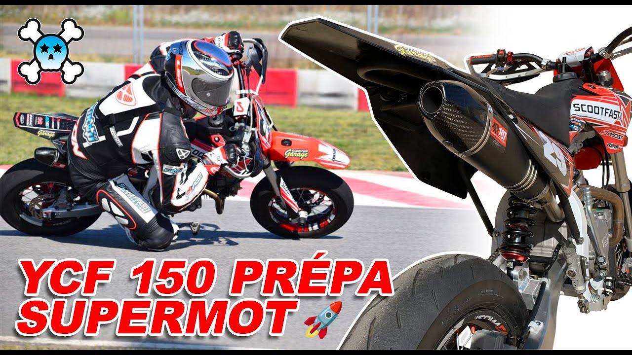 Pit bike YCF 150 Supermotard préparé en P.O.V sur le circuit d'Empuriabrava
