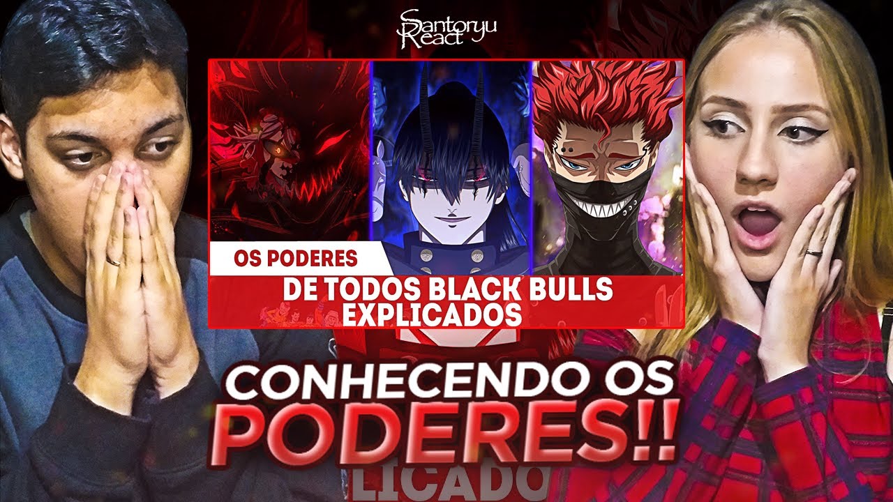 REACT - TODOS OS PODERES DOS TOUROS NEGROS EXPLICADOS - BLACK BULLS BLACK CLOVER (Canal MangaQ)