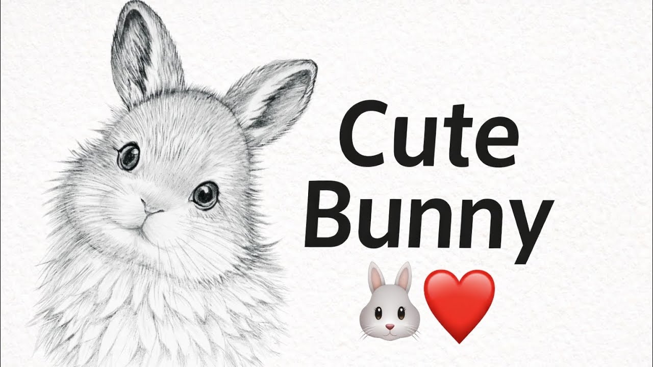 Cute Fluffy Bunny Pencil Drawing | Realistic Rabbit Sketch Step by Step
