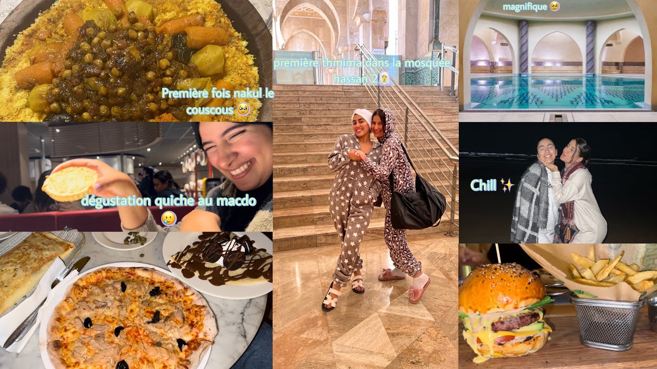 VLOG 2 jour avec moi , + AWAL T7AM7IMA في  حمام مسجد الحسن الثاني ✨