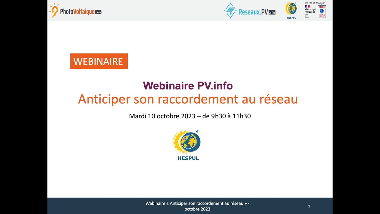 [Webinaire PV.info] Anticiper son raccordement - Mardi 10 octobre 2023 - 9h30-11h30