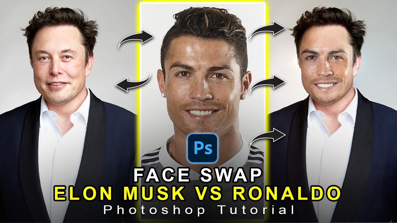 Face Swap: Elon Musk vs Cristiano Ronaldo #tutorial #photoshop #edit #ronaldo #elonmusk