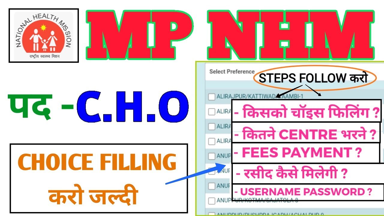 MP NHM CHO - CHOICE FILLING PROCESS - STEPS FOLLOW - MP CHO